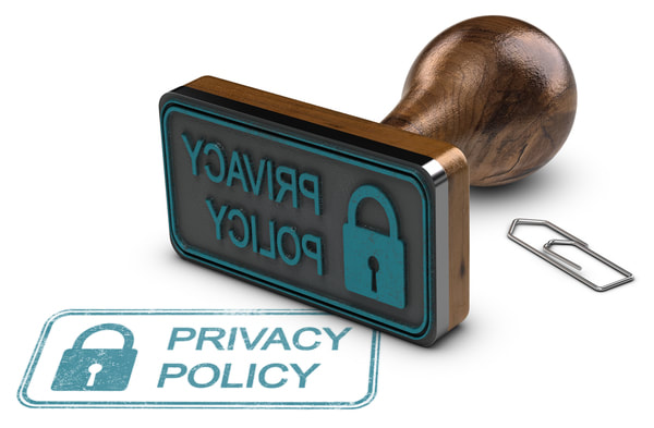 rubber stamp with the word privacy policy on it